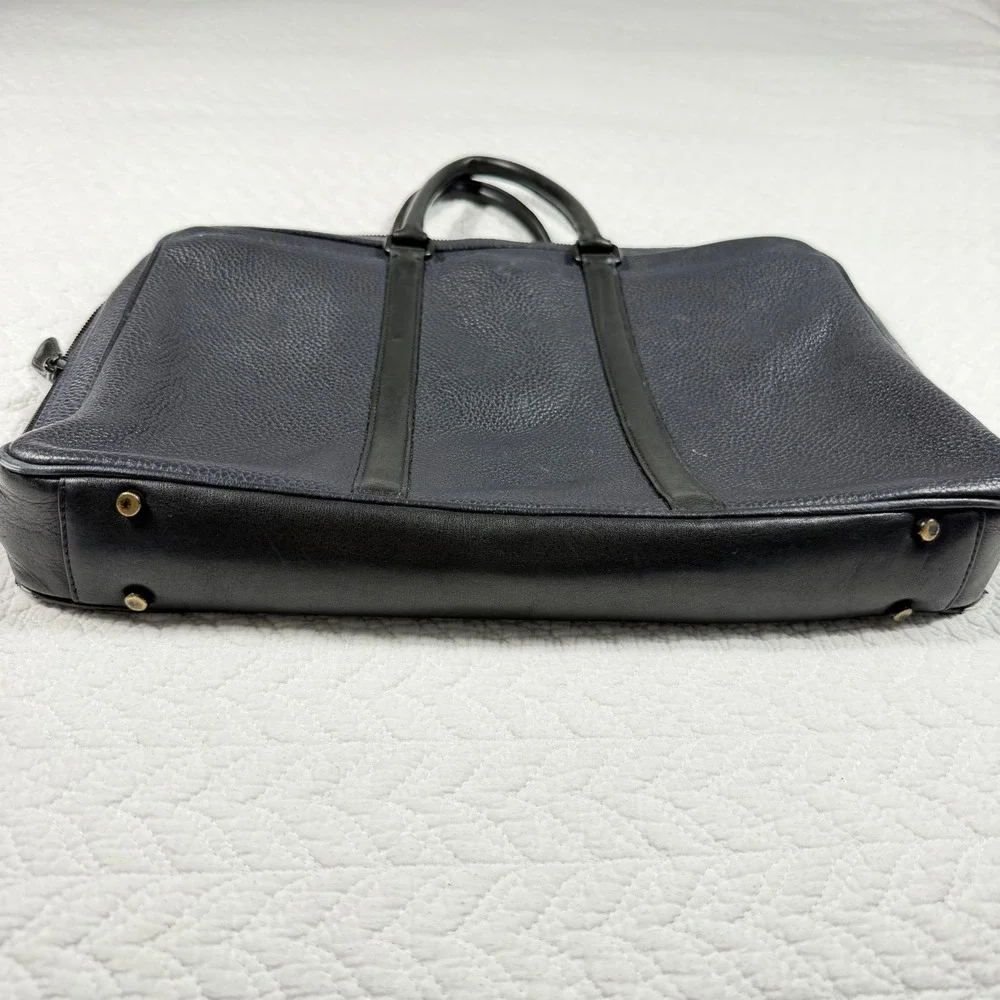 Coach Metropolitan Slim‎ Briefcase - Navy Pebbled Leather Work Office Travel
